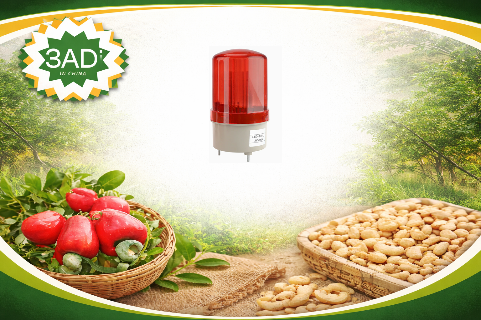 LED Industrial Warning Light LED-1101J for Cashew Roasting Ovens